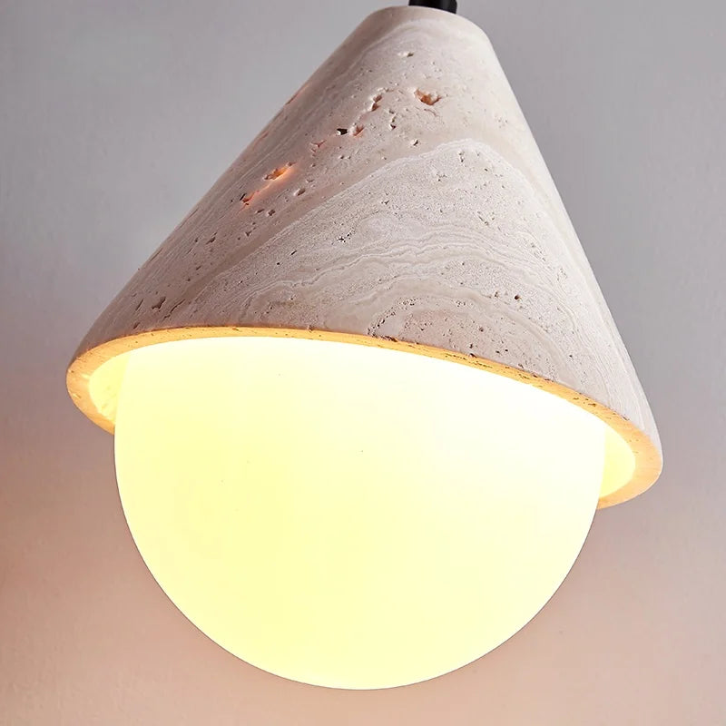 DecorBites™ مصباح قلادة LED حجري إبداعي من الترافرتين الأصفر بتصميم نورديك بسيط معلق