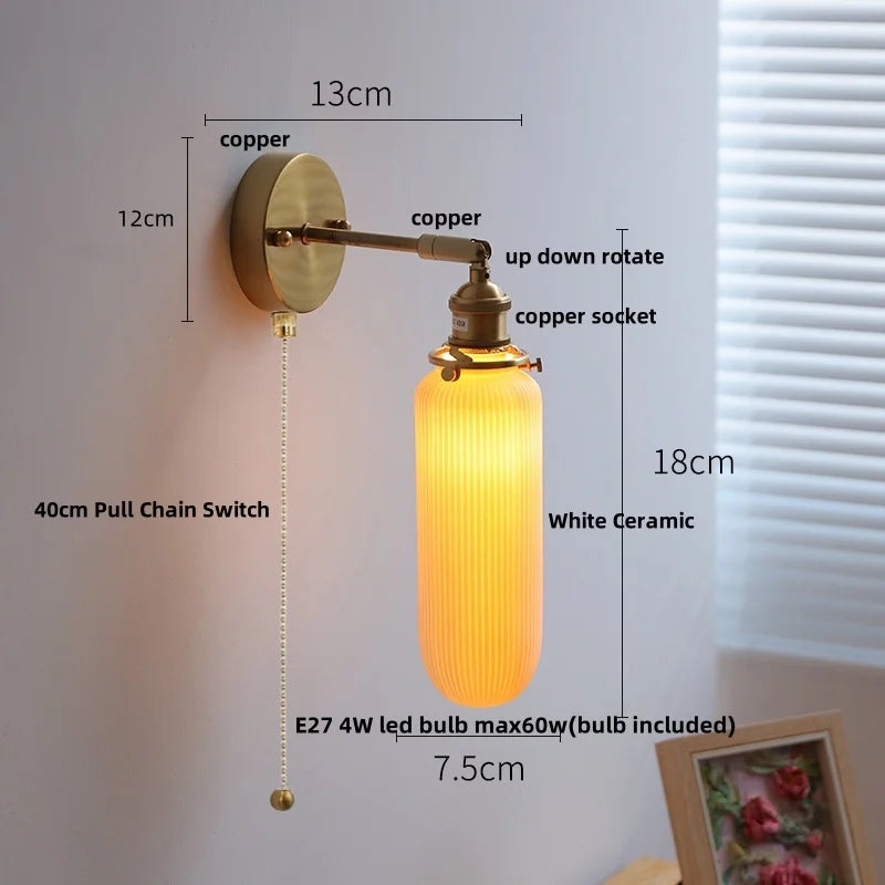 DecorBites™ Ceramic Canopy LED Wall Sconce Modern Bedroom Light Fixture