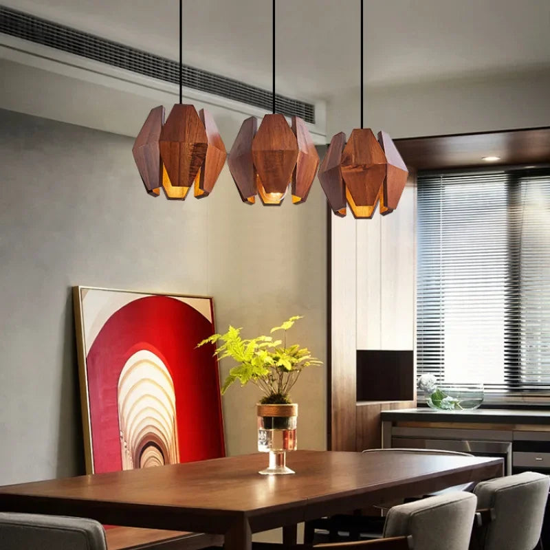 مصابيح معلقة خشبية بتصميم ياباني من DecorBites™: أناقة خالدة لمساحة معيشتك