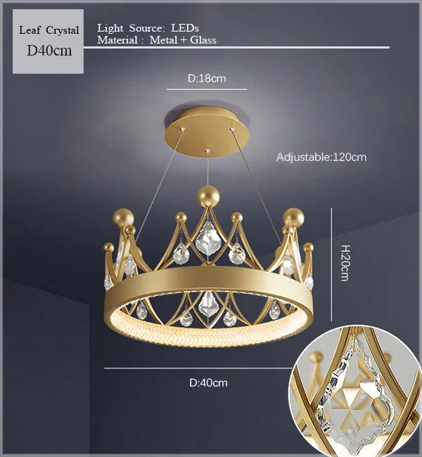DecorBites™ Crown Crystal Chandelier Pendant Light for Bedroom and Living Room Decor