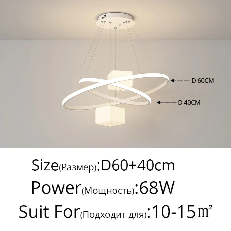 ثريا LED من DecorBites™: إضاءة معلقة عصرية بيضاء لغرفة المعيشة والمطبخ، مصابيح ديكور داخلية