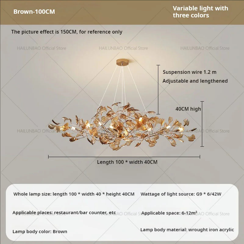DecorBites™ Gingko Leaf Chandelier: Modern Luxury Art Decor for Home, Restaurant & Bar