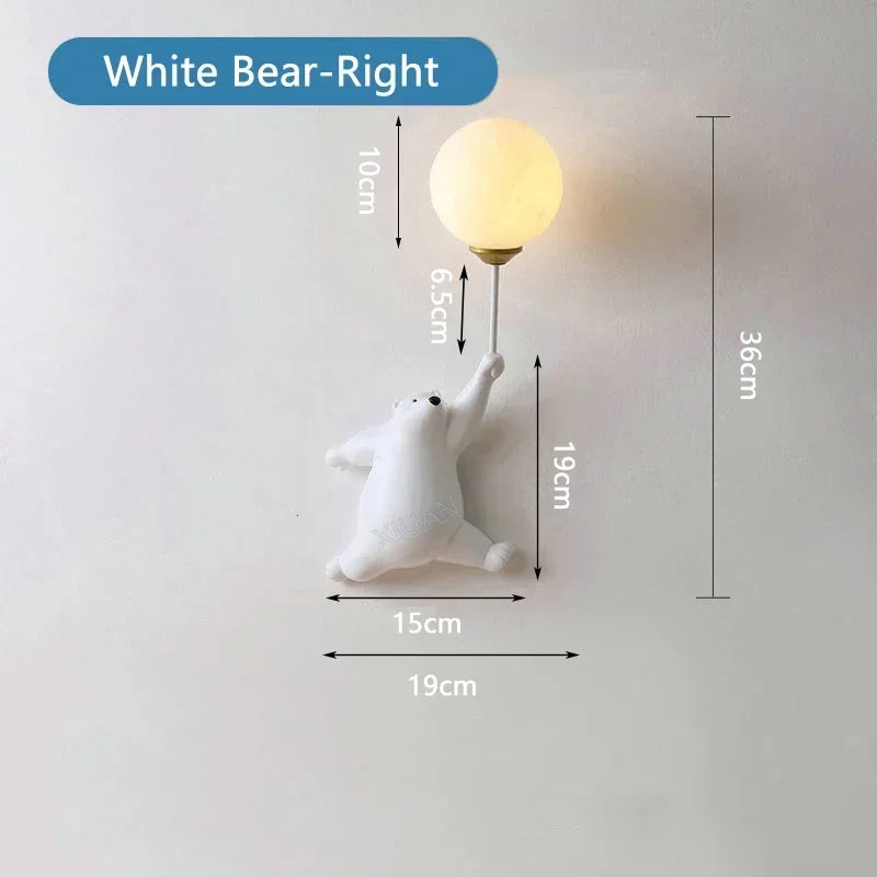 DecorBites™ Bear Moon Wall Lamp: Modern Cartoon Light for Kids' Bedroom Décor