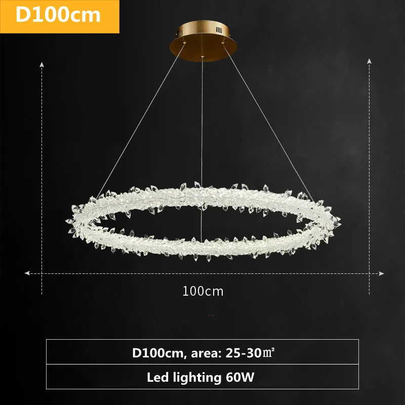 مصباح معلق كريستالي فاخر من DecorBites™ - مصباح دائري LED قابل للتعتيم بتصميم آرت ديكو