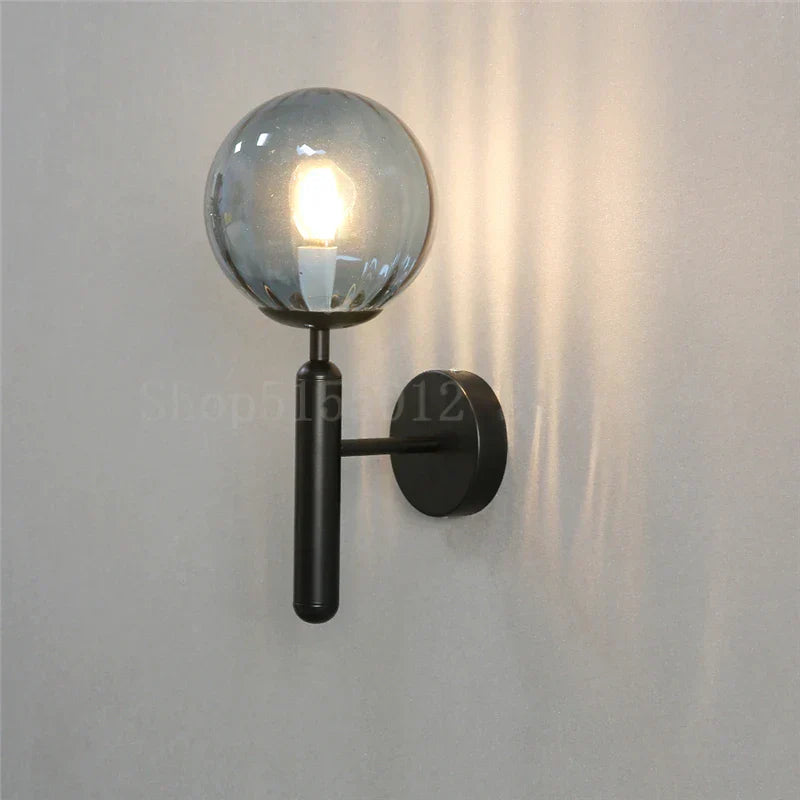 DecorBites™ Blue Glass Balls Wall Lamp: Modern Living Room Bedroom Sconce for TV Background.