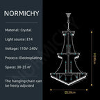 Modern Crystal Staircase Chandelier in Gold or Black