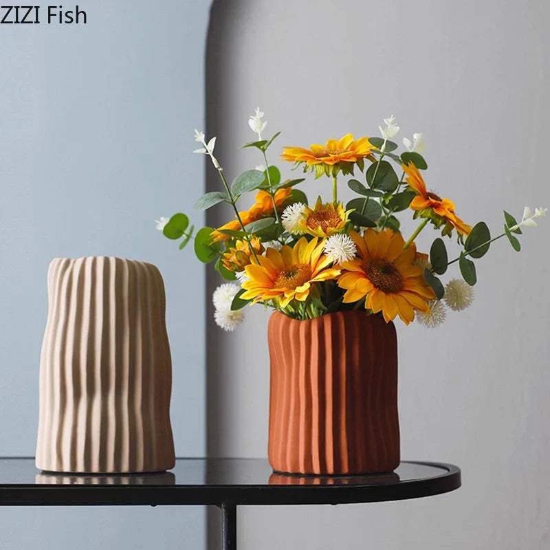 DecorBites™ Irregular Ceramic Vase for Modern Floral Arrangement & Room Decor