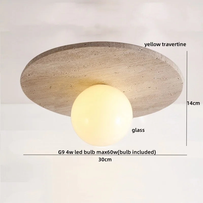DecorBites™ LED Wood Ceiling Light: Natural Yellow Travertine, Modern Nordic Design