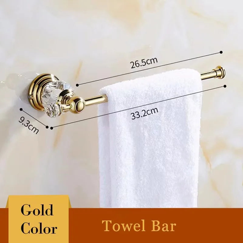 DecorBites™ Crystal Bathroom Towel Rack: European Style Hardware Bath Organizer