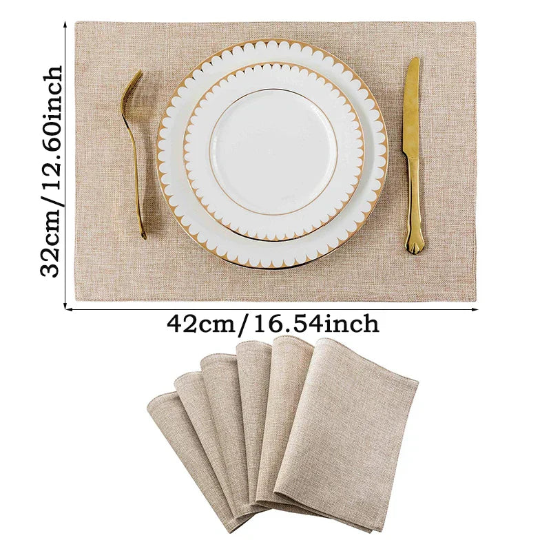 DecorBites™ Black Cat Linen Placemat Set for Dining Table & Kitchen Decor