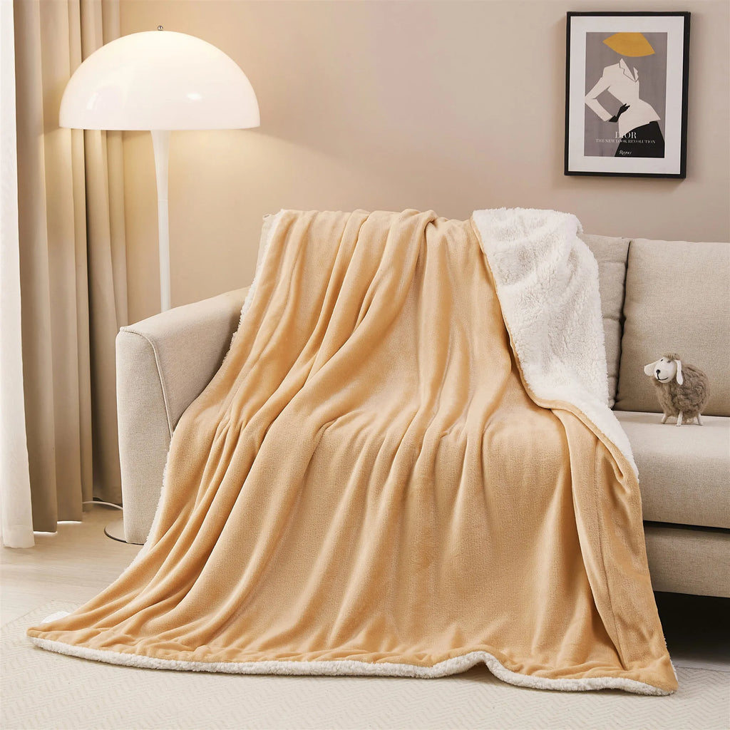 DecorBites™ Cozy Sherpa Twin Blanket: Super Soft Fleece & Velvet Plush Reversible Warm Winter Bed Blanket