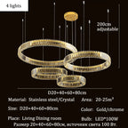 Modern Crystal Ring Pendant Chandelier In Gold Or Silver