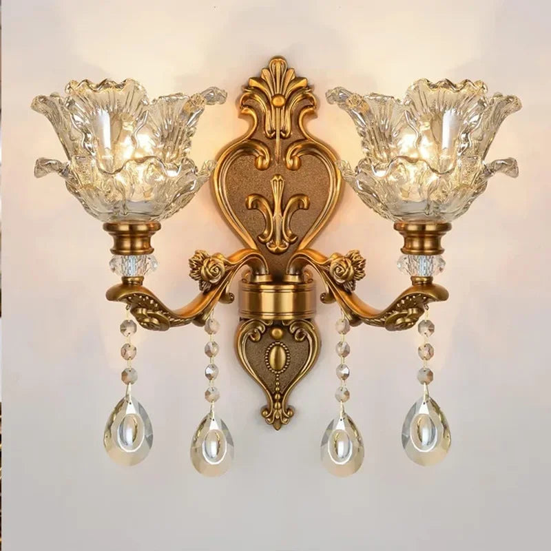 DecorBites™ Crystal Glass Dual Head Wall Lamp - European Retro Style