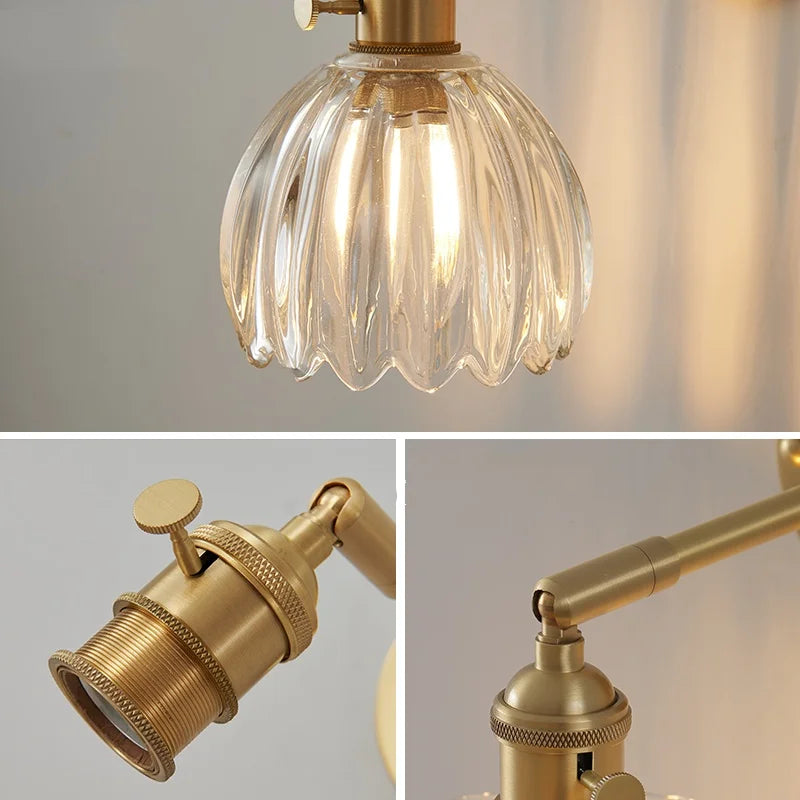 DecorBites™ Clear Glass LED Wall Lights Up Down Rotate Copper Nordic Modern Stair Sconce