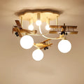 DecorBites™ Airplane LED Wooden Plane Chandelier for Kids Room, Boys Bedroom, Creative Lighting