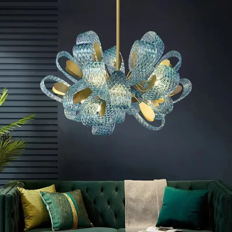 DecorBites™ ثريا سقف فاخرة بإضاءة LED على شكل أوراق النحاس للمنزل وغرفة النوم وغرفة الطعام