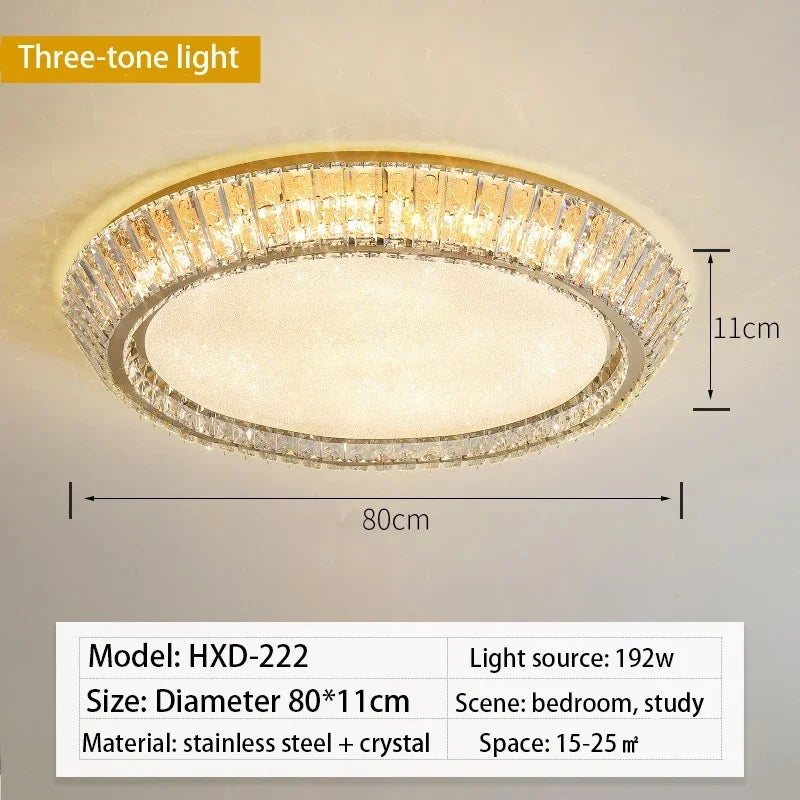 مصباح سقف LED من الكريستال الذهبي من DecorBites™ لغرفة الطعام والمعيشة