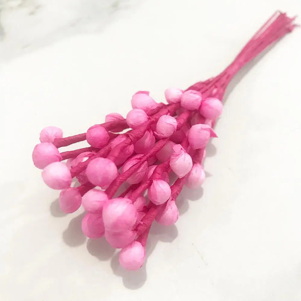 DecorBites™ 200pcs Mixed Rose Red Flower Cherry Stamen Berries Bundle for DIY Decor