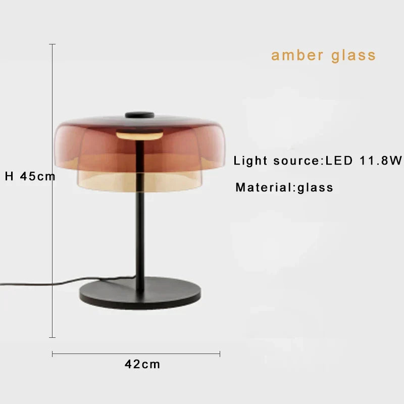 DecorBites™ Green Glass Table Lamp - Unique Handmade Decorative Desk Light with LED Bulb