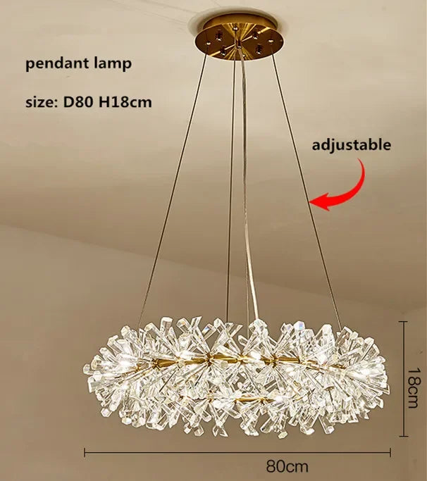DecorBites™ Crystal Flower Chandelier: Modern Nordic Luxury LED Ceiling Lamp for Living Room