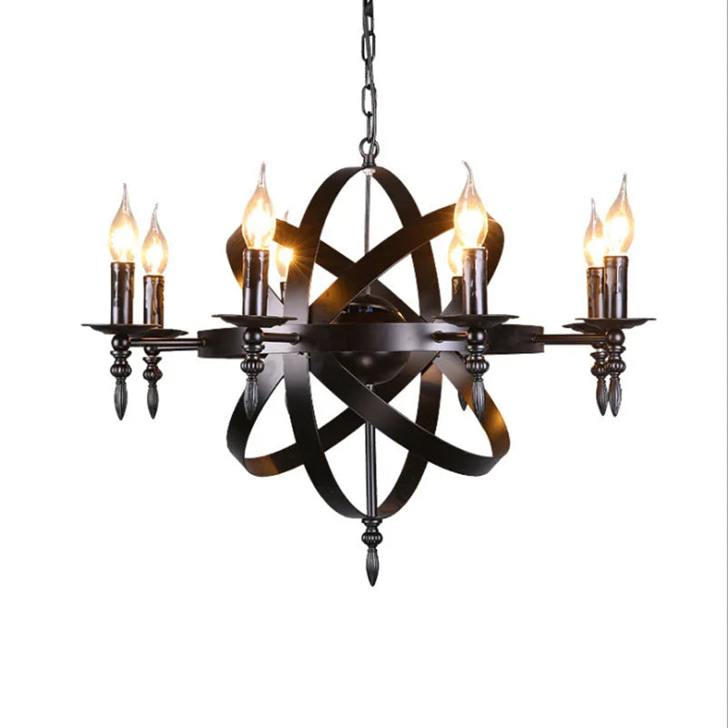 DecorBites™ Industrial Iron Chandelier | Retro Globe Pendant Lighting for Living Room & Kitchen