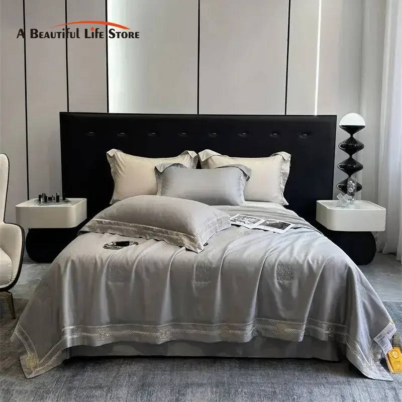 DecorBites™ Eucalyptus Fiber Summer Quilt Bedding Set with Cool Feeling, Soft Silky Comforter & Bed Sheet Set