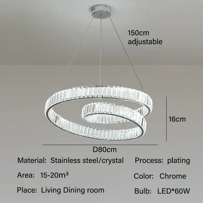 DecorBites™ Crystal LED Pendant Lights: Modern Luxury Chandelier for Living and Dining Rooms