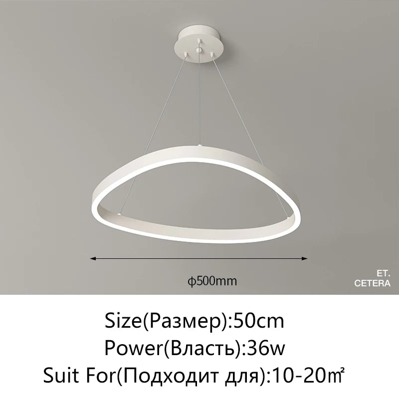 Modern White LED Ring Pendant Chandelier