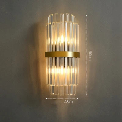 DecorBites™ Art Deco Stainless Steel Crystal LED Wall Sconce Black Gold Bedroom Corridor