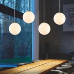 Nordic White Glass Globe Pendant Light With Iron Finish
