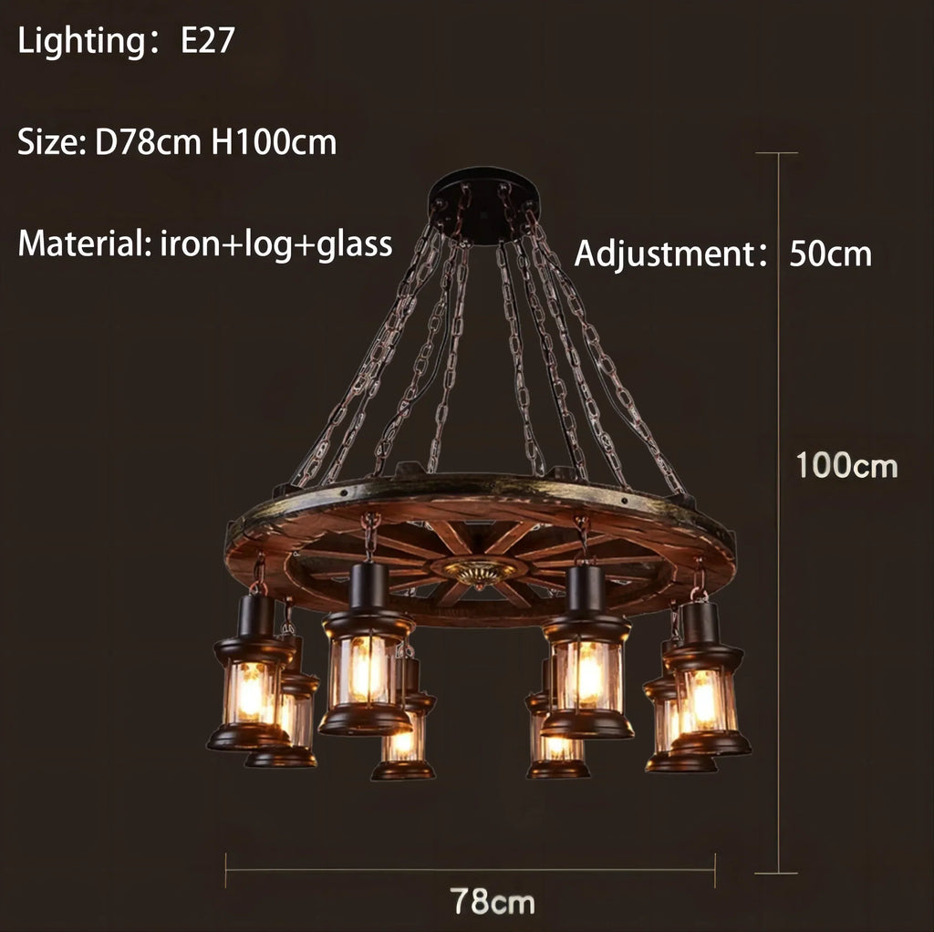 DecorBites™ Iron Wheel LED Pendant Lights - Industrial Metallic Lustre Hanging Lamps