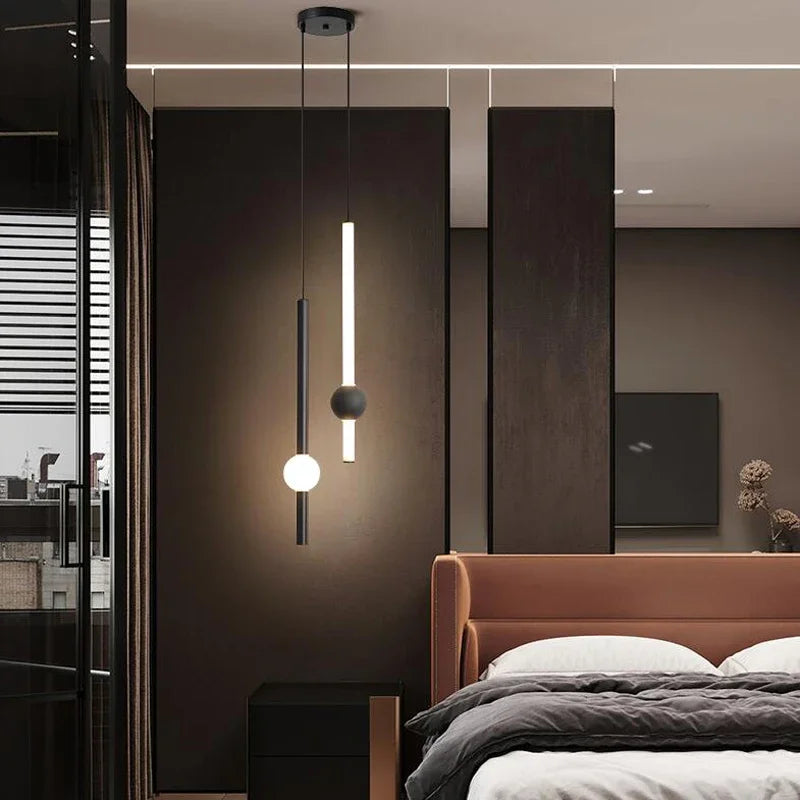 DecorBites™ Glass Rod Pendant Light - Modern Long Hanging Lamp for Living Room, Bedroom & Shop