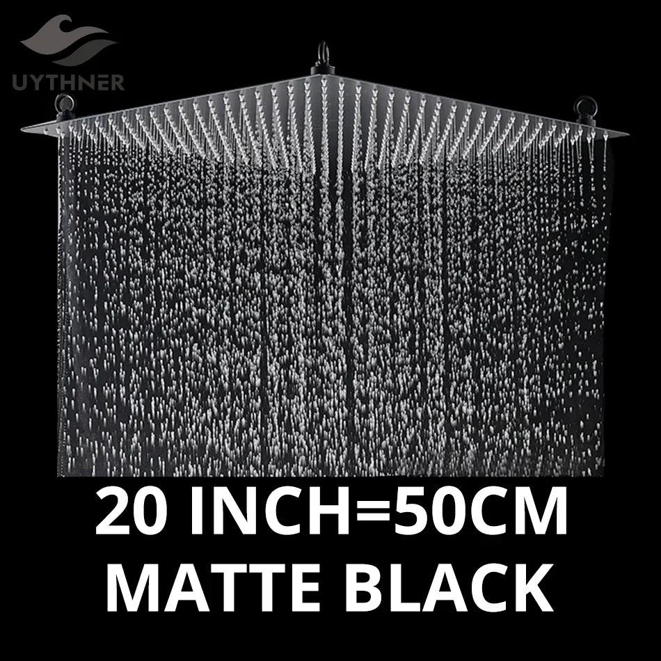 DecorBites™ 20 Inch Square Stainless Steel Rainfall Shower Head - Luxury Chrome Finish