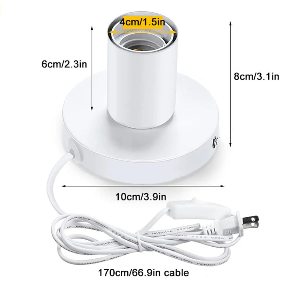 DecorBites™ Industrial White Table Lamp Base with Small Polished Metal Sockets and E26 Holder
