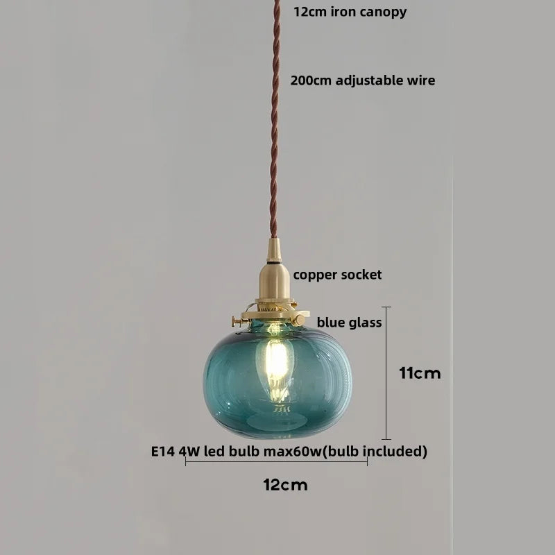 DecorBites™ Amber Glass Ball LED Pendant Light, Modern Nordic Hanging Lamp for Home Decor