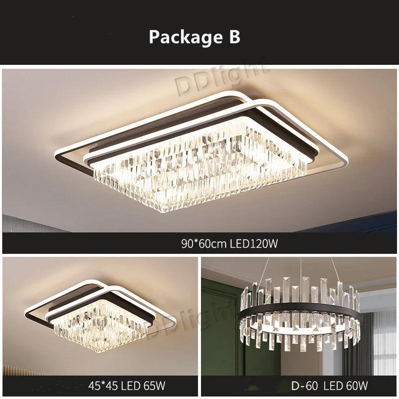 DecorBites™ Crystal Industrial Pendant Chandelier Set for Modern Living Room and Bedroom Decor