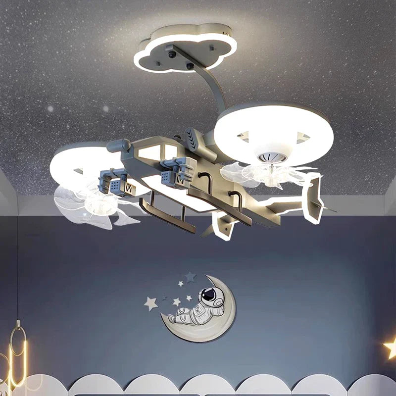 مروحة سقف غرفة نوم الأطفال من DecorBites™ مع إضاءة، جهاز تحكم عن بعد - مصباح LED عصري