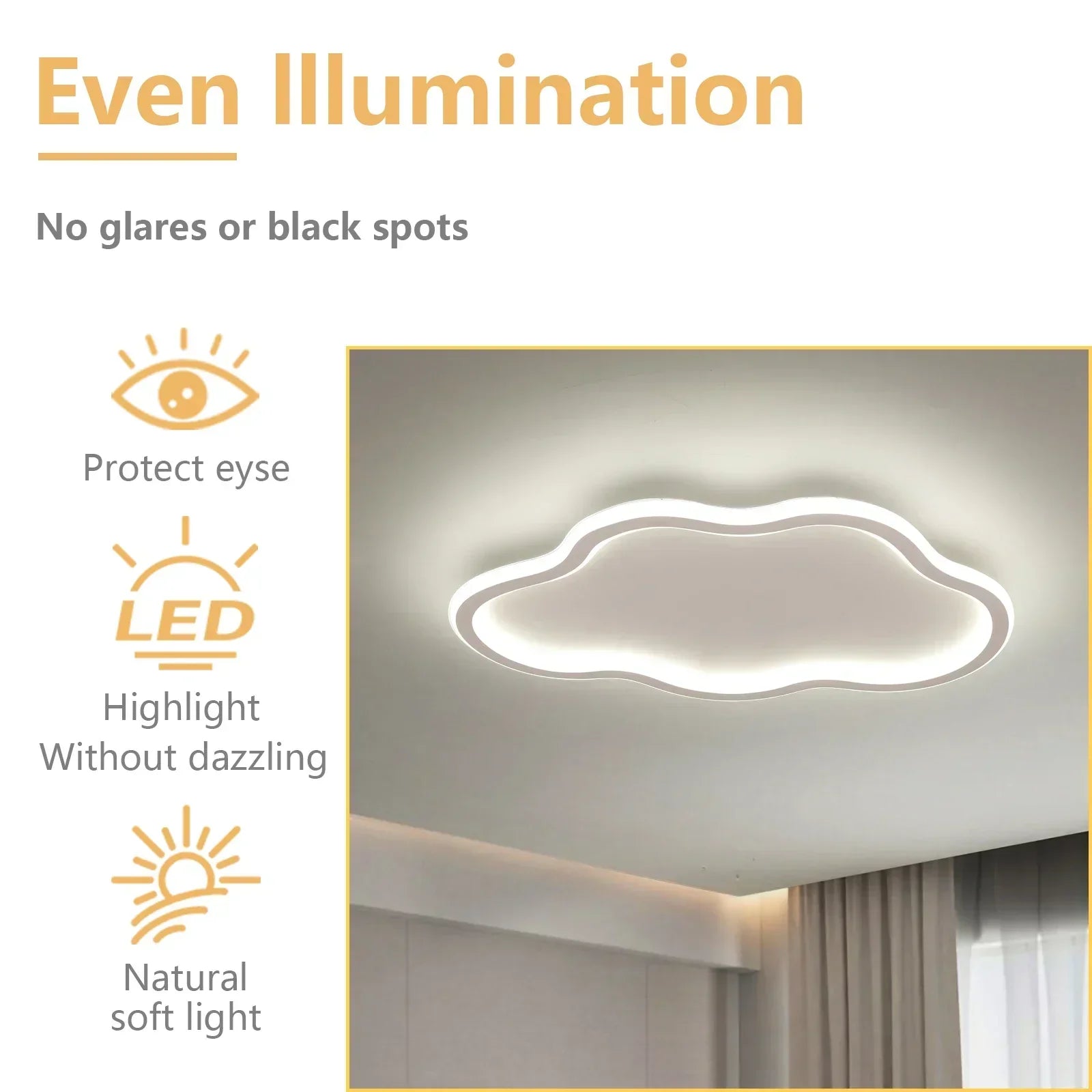 DecorBites™ Cloudy White Kids Ceiling Lamp for Creative Bedroom Lighting