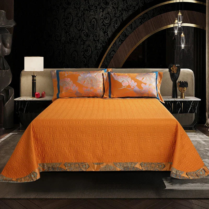 DecorBites™ Egyptian Cotton Silk Jacquard Bedding Set for Queen King Size Linens
