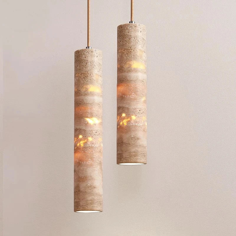 Cream Marble Linear Pendant Light