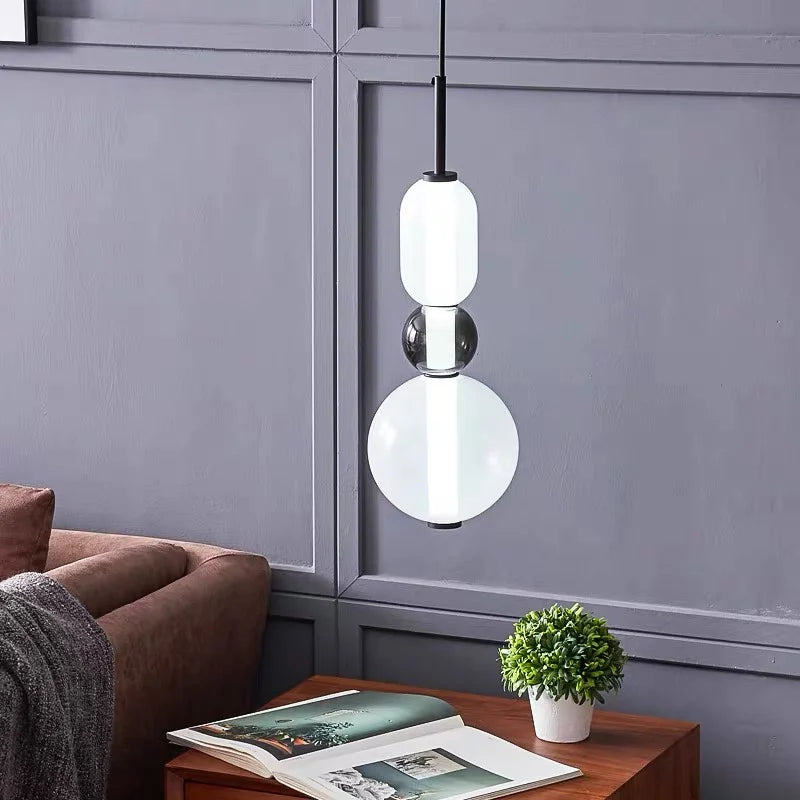 Italian Candy Glass Pendant Light in Black or White