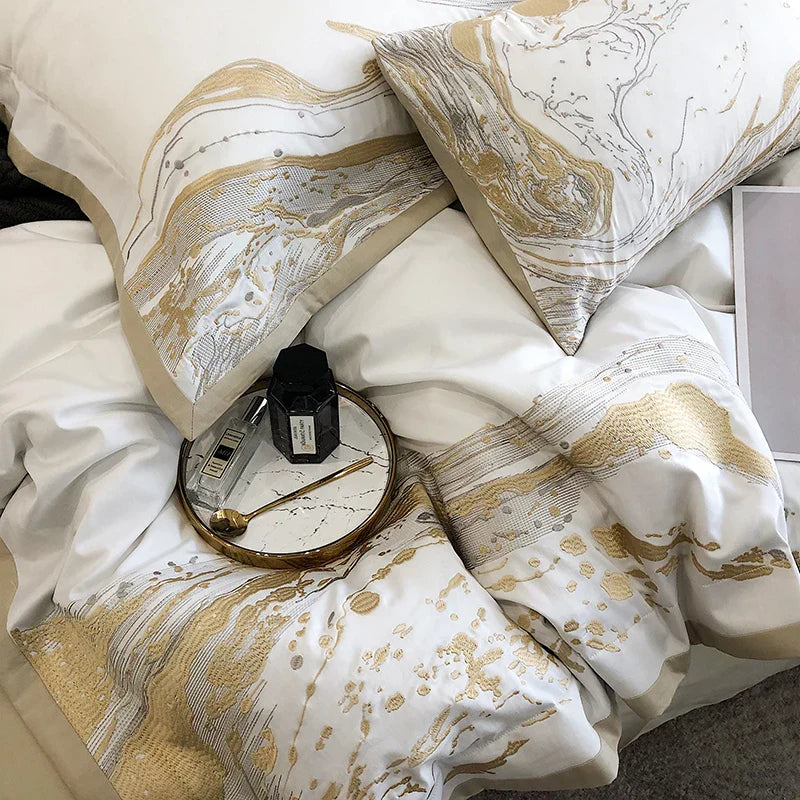 DecorBites™ Egyptian Cotton Luxury Bedding Set Quilt Cover Pillow Shams Bedclothes