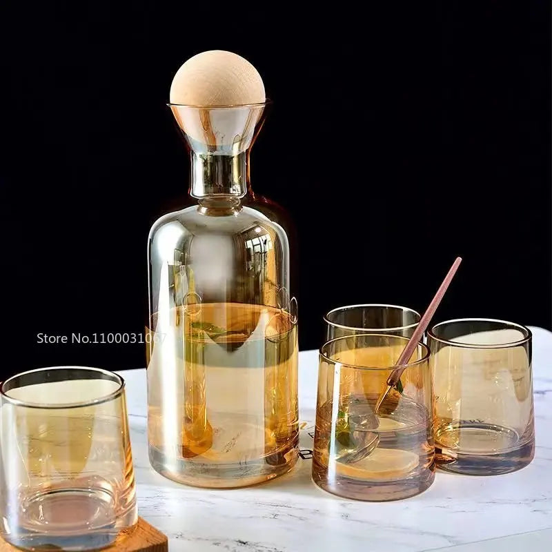 DecorBites™ Gray Amber Glass Water Pitcher with Handle, Heat Resistant Tea Pot & Juice Jug