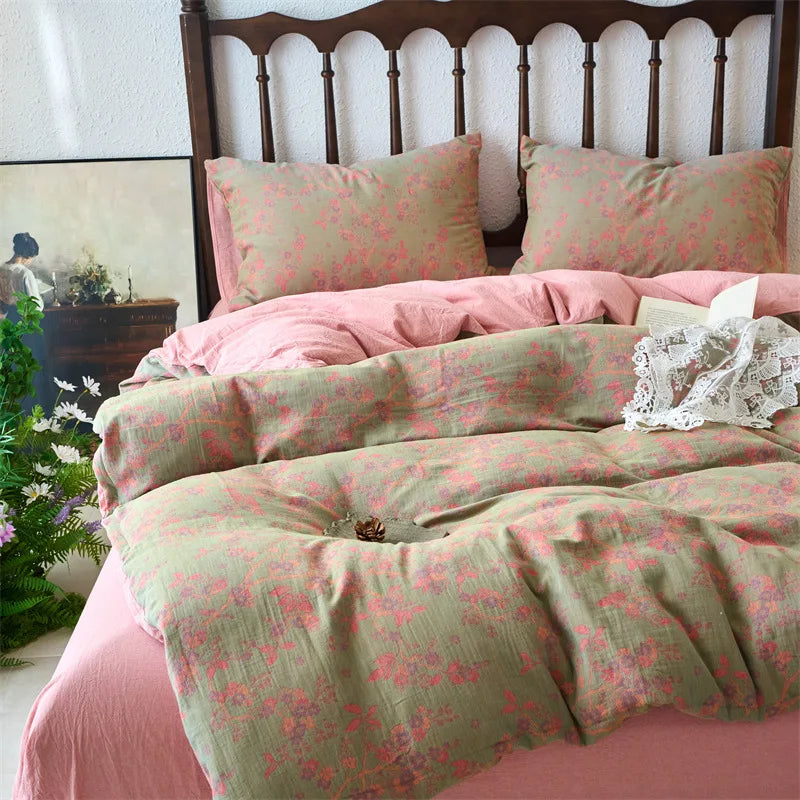 DecorBites™ 100% Cotton Double-Layer Floral Jacquard Duvet Cover Set