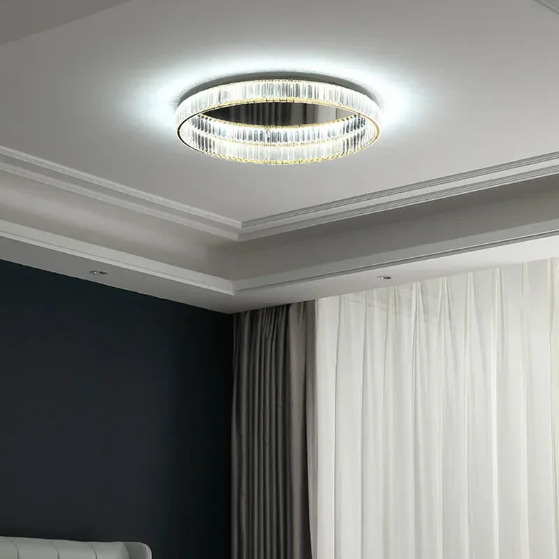 DecorBites™ Gold Steel LED Dimmable Ceiling Lights Luxury Crystal Fixture