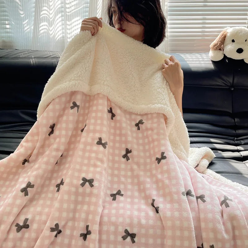 DecorBites™ Cozy Fleece Blanket | Multi-Use Office & Home Shawl | Soft & Warm Blanket