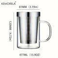 DecorBites™ 477ML Glass Tea Infuser Mug | Borosilicate Glass with Stainless Steel Infuser