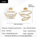 Modern Crystal Ring Pendant Chandelier In Gold Or Silver