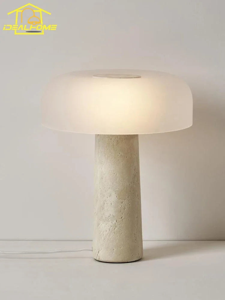 DecorBites™ Cream Wind Mushroom Desk Lamp LED Marble Art Decor Living Study Decor