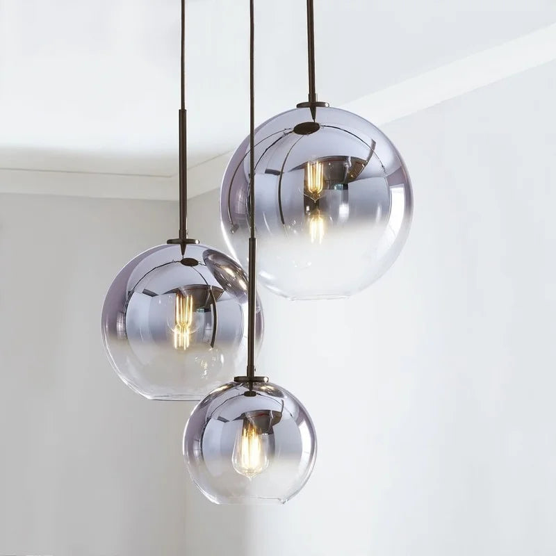 مصباح تعليق زجاجي متدرج من DecorBites™ مع لمبات LED لغرفة المعيشة وغرفة النوم - E27